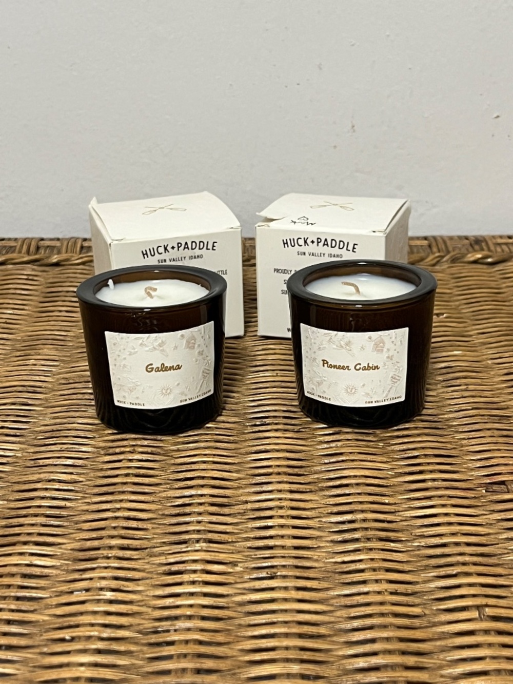 Huck + Paddle Scented Candle: Galena and Pioneer Cabin.  Set of 2